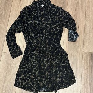 ANTHROPOLOGIE S NWOT LEOPARD Print Button-Up TUNIC  MINI Dress
